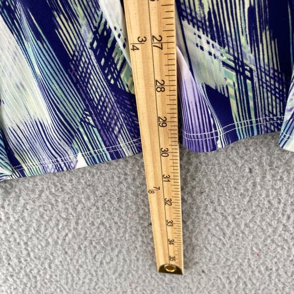 Chicos Top Womens 1 US Medium Blue Abstract Easywear Open Kimono Stretch Knit - Picture 9 of 10